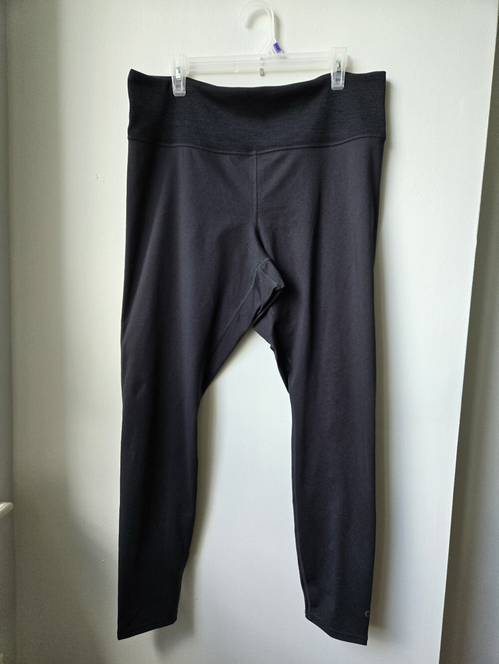 Hyba XXL Womens Black Stretchy High-Waist Athletic Leggings Comfort Waist Good